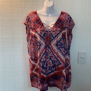 NEW Vintage America Blues Asha Lace Up Top 1X